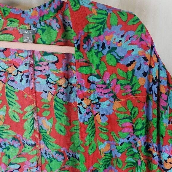Aerie Women's Small Open Front Floral Kimono Cover Up Cardigan - Picture 6 of 12